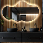 LED Spiegel Asymmetrisch 2 | Wandschalter-Steuerung | Neutralweißes Licht - Reyze Seria Ambient Model 1 - Horizontal